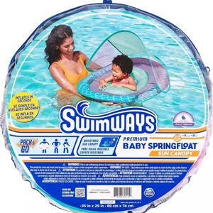 SwimWays Premium Baby Spring Float Sun Canopy Inflatable Pool Float